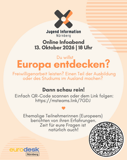Flyer zum online-Infoabend am 13.10.2026 mit demselben Text wie oben drüber