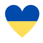 Herz in ukrainischen Farben mit Link zum Text
